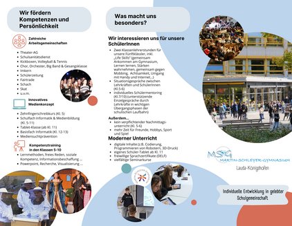 Schulflyer des MSG (Vorderseite)